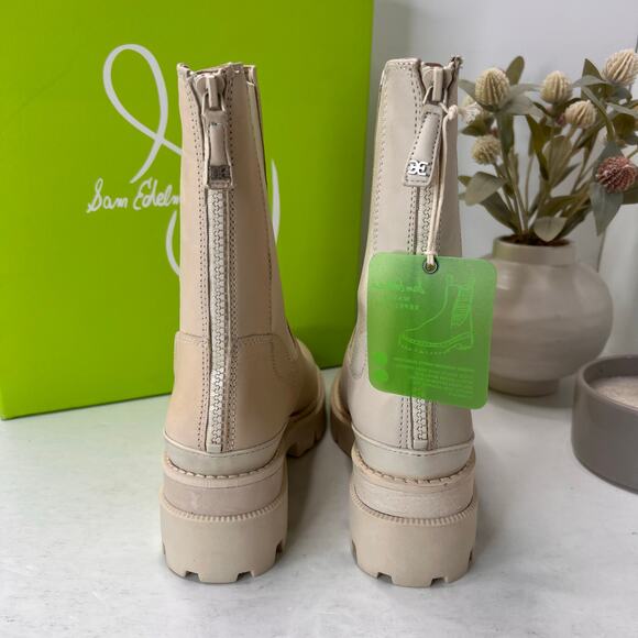 Sam Edelman Genia Leather Chunky Wedge Chelsea Boot Ivory Women's US 6.5M NWB - Picture 4 of 12